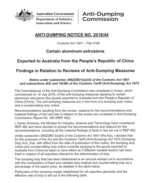 我司“雙反”案在澳“畢業(yè)”, 獲0.2%象征性反補(bǔ)貼稅率結(jié)束復(fù)審之路!(圖1) 我司“雙反”案在澳“畢業(yè)”, 獲0.2%象征性反補(bǔ)貼稅率結(jié)束復(fù)審之路!(圖1)